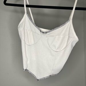 SHEIN White Crop Top with Black Trim